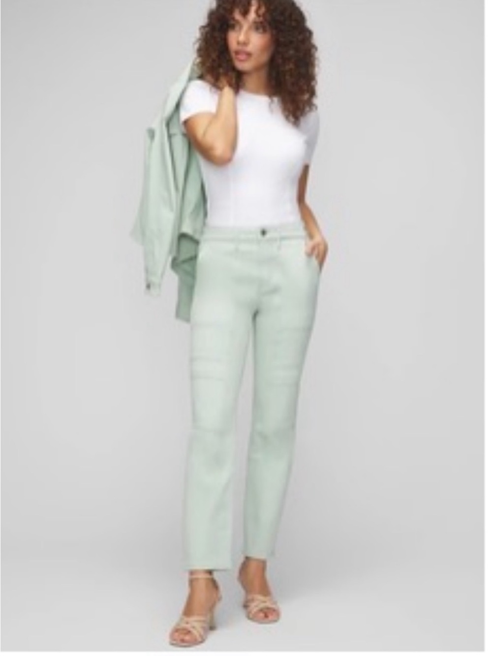 White House Black Market NWT High-Rise Straight Pants in Sage Green